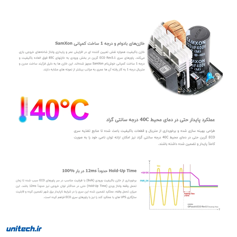 منبع تغذیه گرین مدل GP400A-ECO Rev3.1، تصویر 8