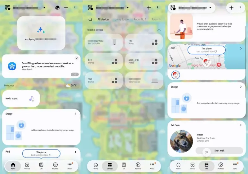 Samsung SmartThings UI Redesign Android One UI 9 September 2026 Home Devices Life Tabs