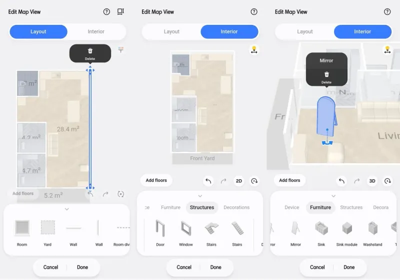 Samsung SmartThings UI Redesign Android One UI 9 September 2026 Home Exterior Interior Layout Editing Adding Furniture