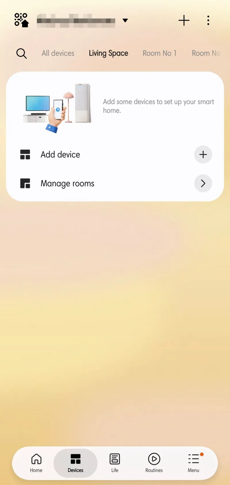 Devices and routines tabs