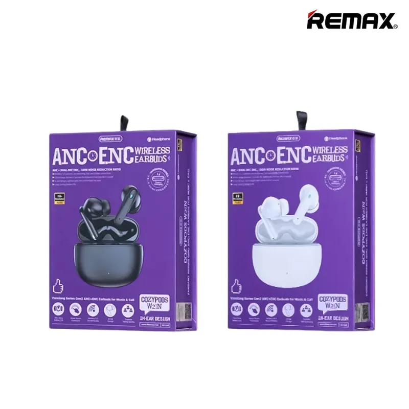 هدفون بلوتوثی ریمکس مدل CozyPods W21N دارای (ANC) و (ENC)، تصویر 2