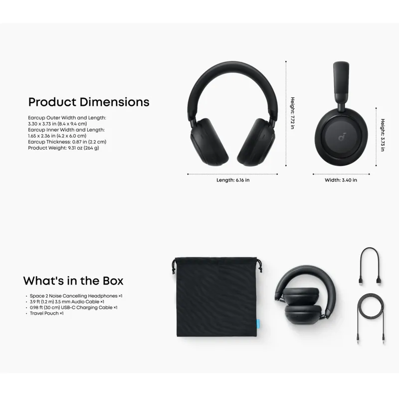هدست بی‌سیم انکر مدل Soundcore Space 2، تصویر 4