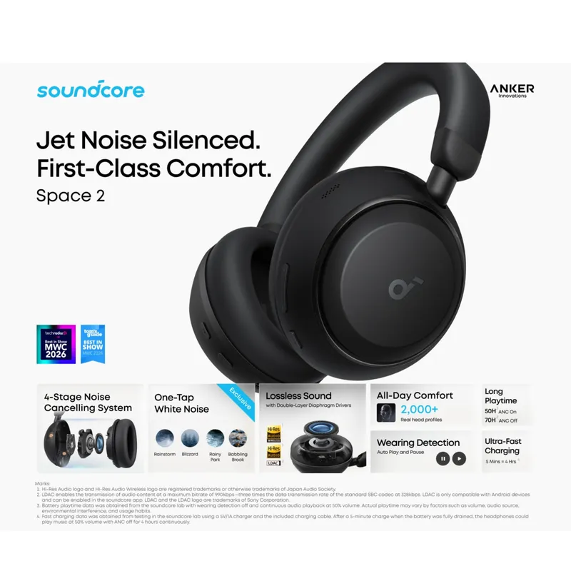هدست بی‌سیم انکر مدل Soundcore Space 2، تصویر 6