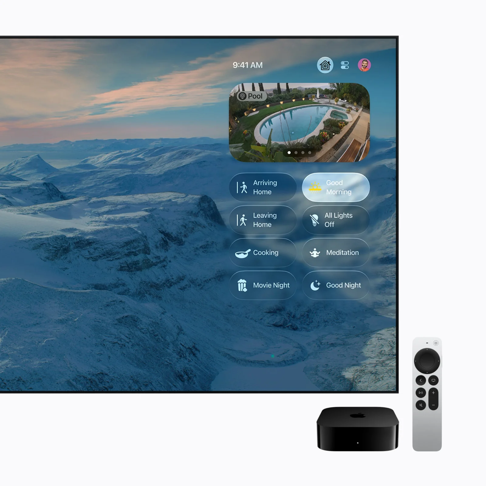 The Apple TV 4K can show a view from your cameras in a picture-in-picture mode