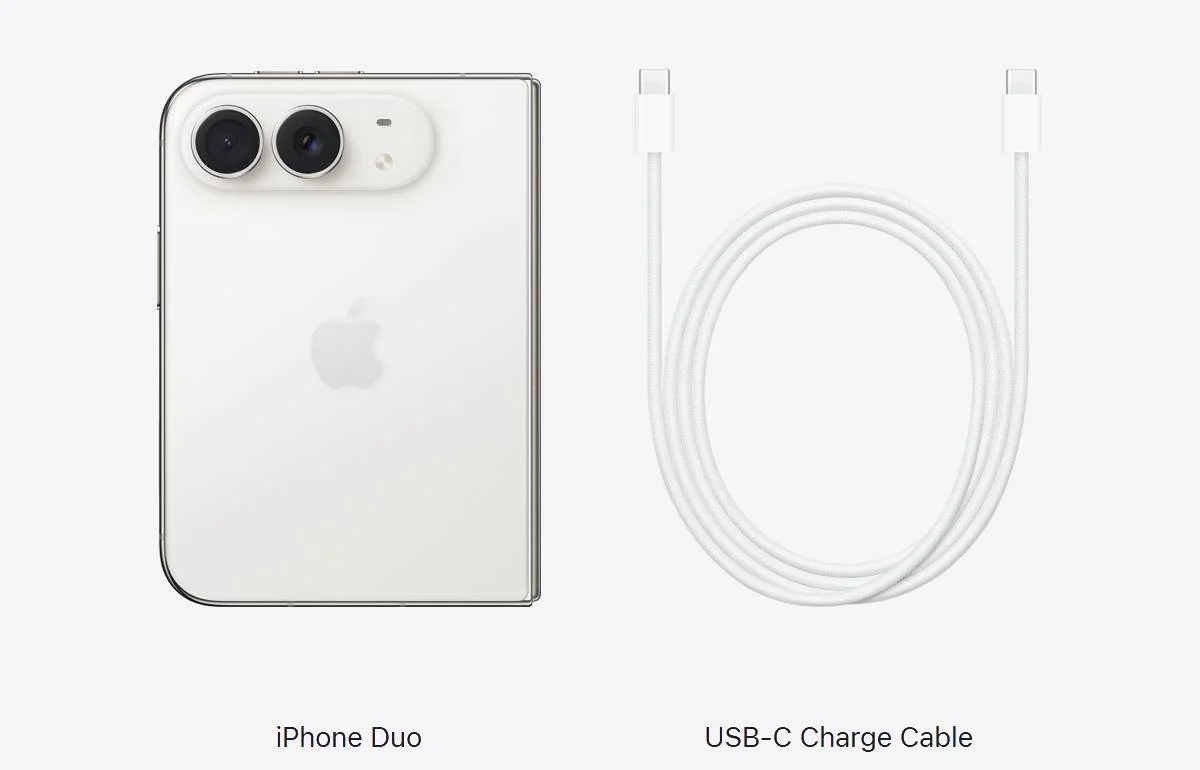 The iPhone Duo ships only with a USB C-to-C cable