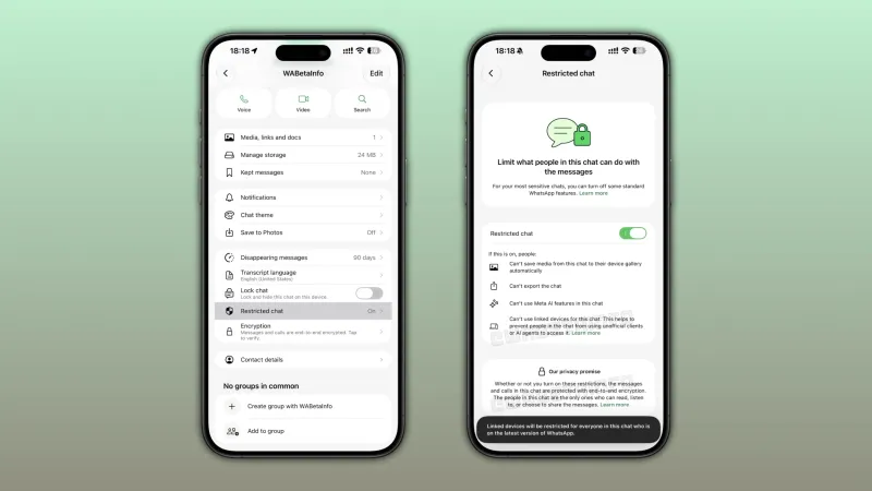 Restricted Chat on WhatsApp for iOS