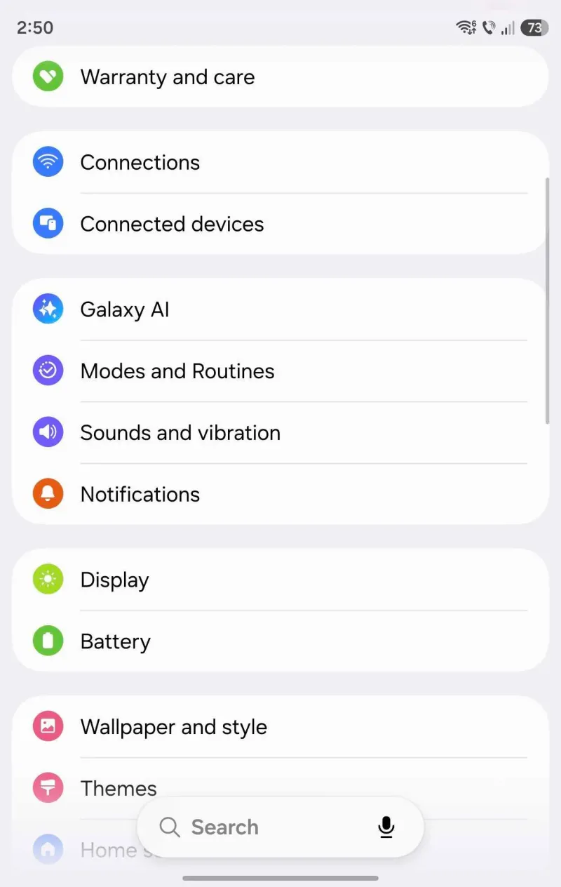 One UI equalizer settings