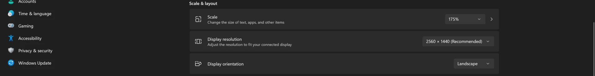Adjusting Samsung Second Screen resolution and scale in Windows settings