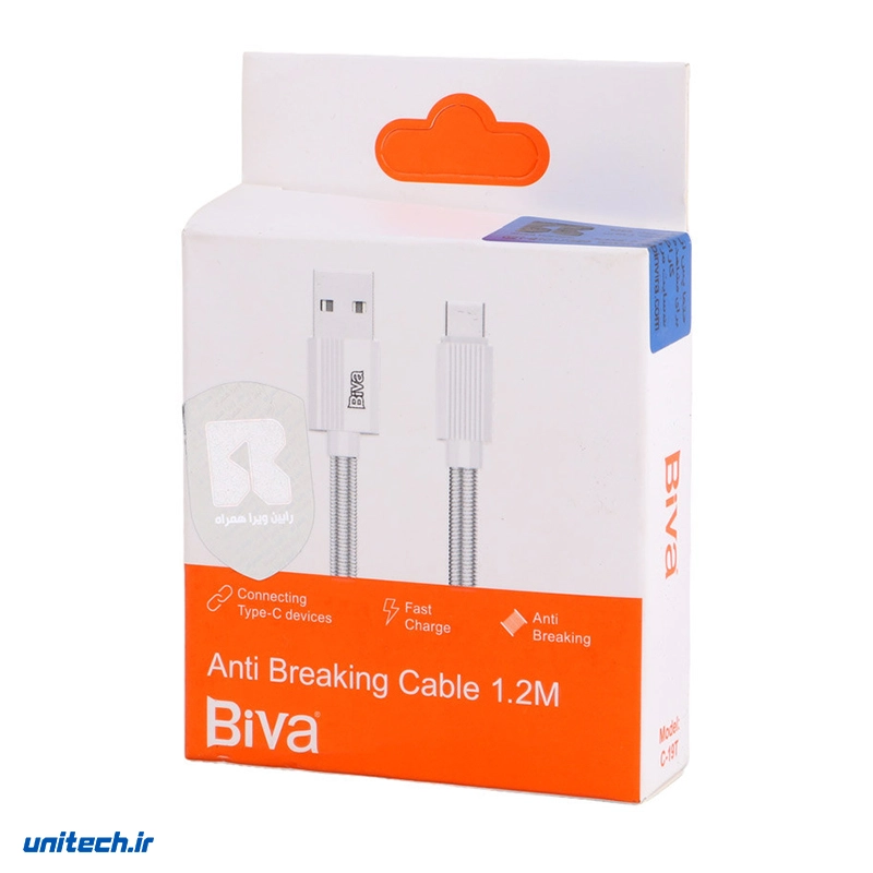 کابل تایپ سی فست شارژ 3 آمپر بیوا C-19T طول 1.2 متر، تصویر 2
