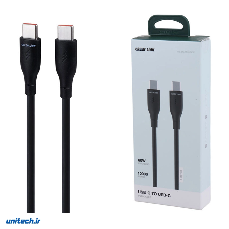 کابل دو سر تایپ سی فست شارژ 60 وات گرین لاین GNPVCUSCTCBK طول 1 متر، تصویر 4