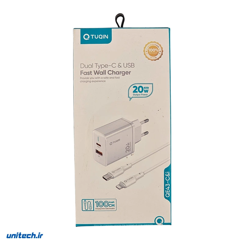 شارژر 20 وات کیوتوکین مدل QE43 به همراه کابل