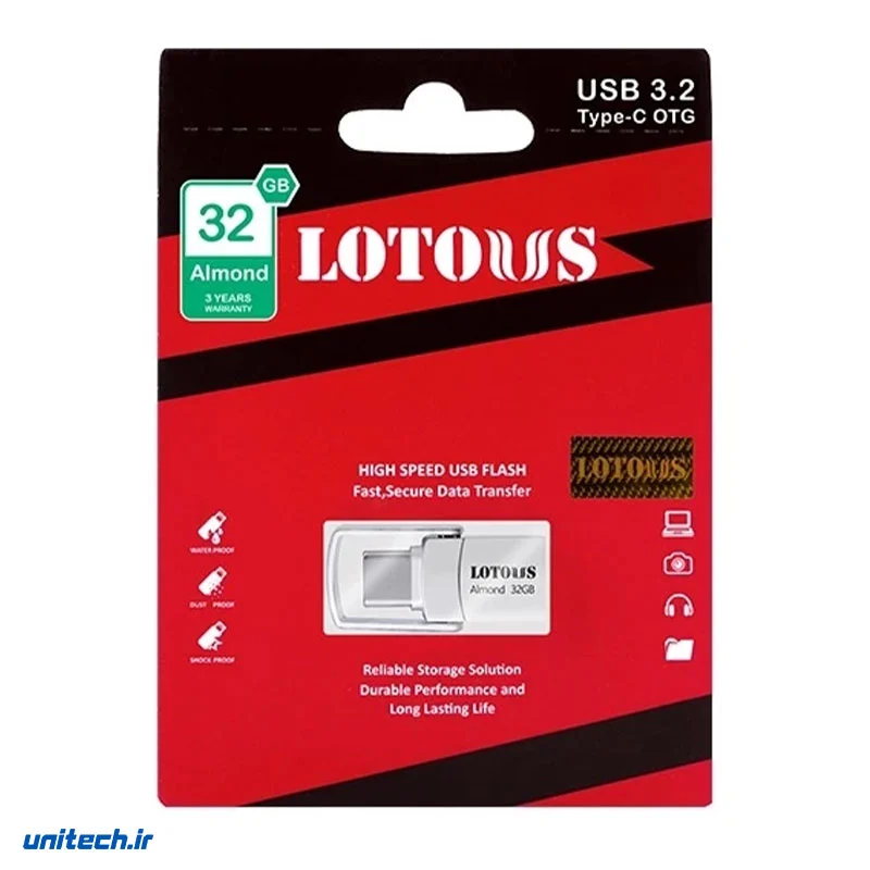 فلش مموری لوتوس مدل َAlmond ظرفیت 32 گیگابایت با رابط Type-c ,OTG ,USB3، تصویر 3