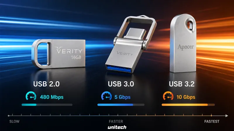 مقایسه سرعت فلش مموری USB 2.0 و USB 3.0 و USB 3.2