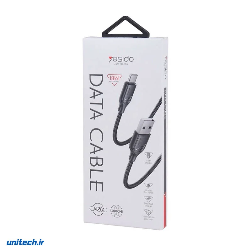 کابل تایپ سی فست شارژ 18 وات یسیدو CA126C طول 1 متر، تصویر 3
