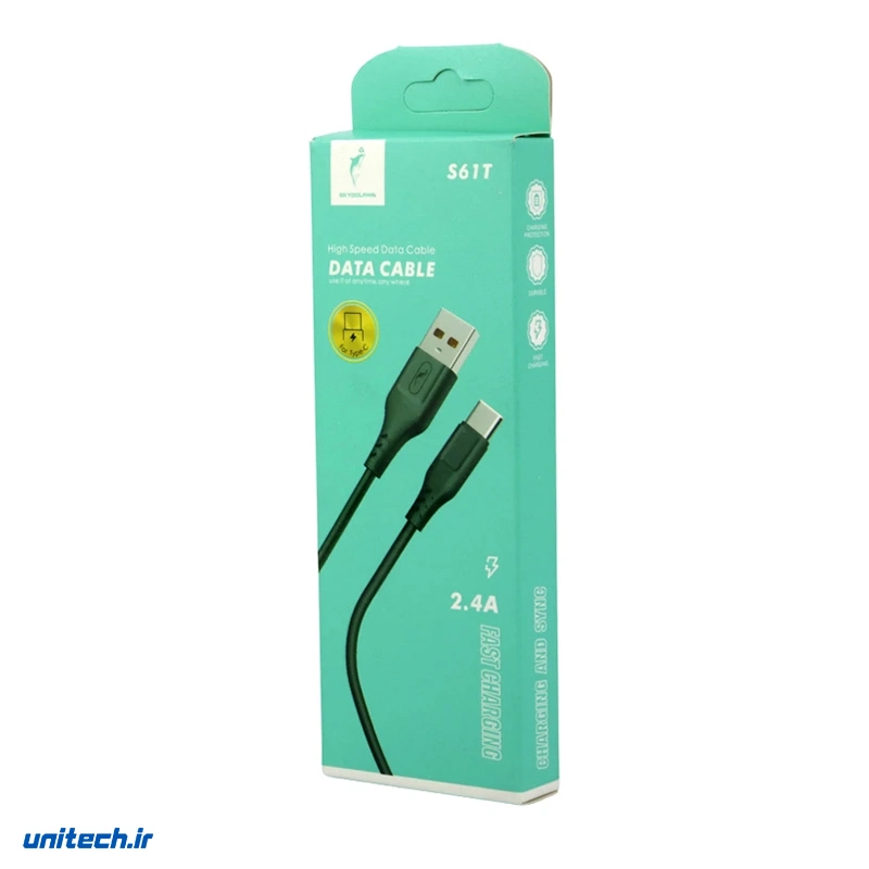 کابل تایپ سی فست شارژ 2.4 آمپر اسکای دلفین S61T طول 1 متر، تصویر 4