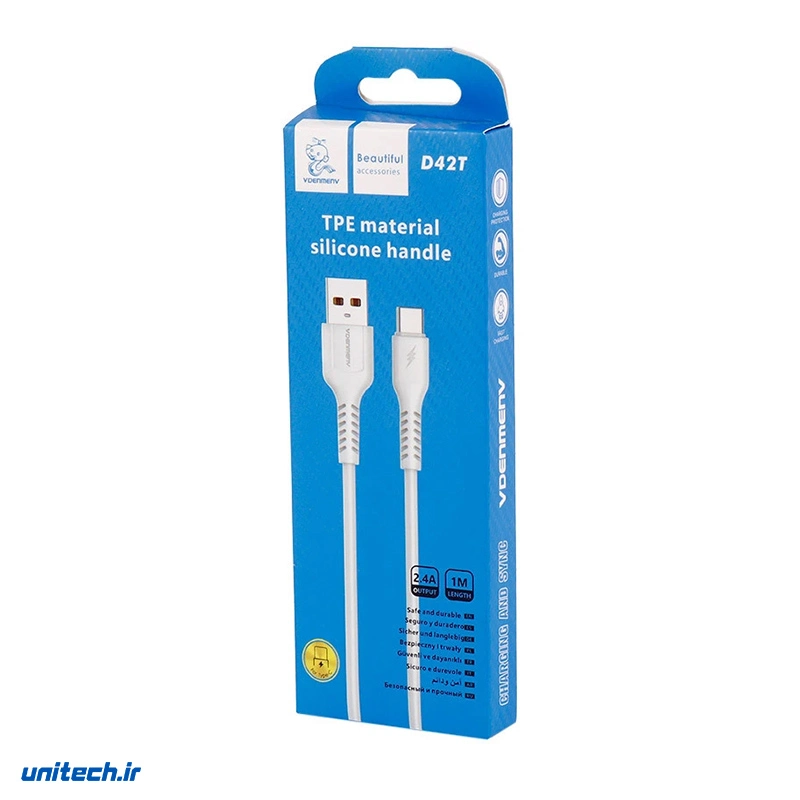 کابل تایپ سی فست شارژ 2.4 آمپر دنمن D42T طول 1 متر، تصویر 3