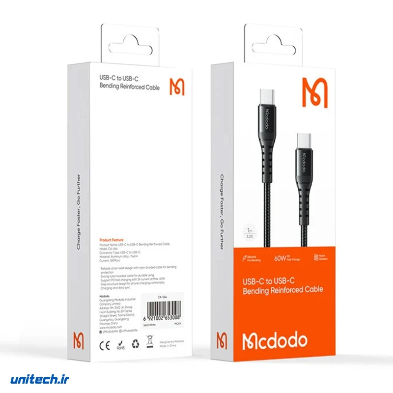 کابل دو سر تایپ سی فست شارژ 60 وات مک دودو CA-564 طول 1 متر، تصویر 3