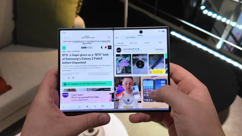 Galaxy Z Fold 8 split-screen multitasking