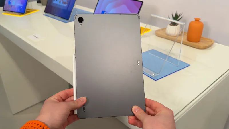 Samsung Galaxy Tab S11 Held In Hand With Its Rear Visible