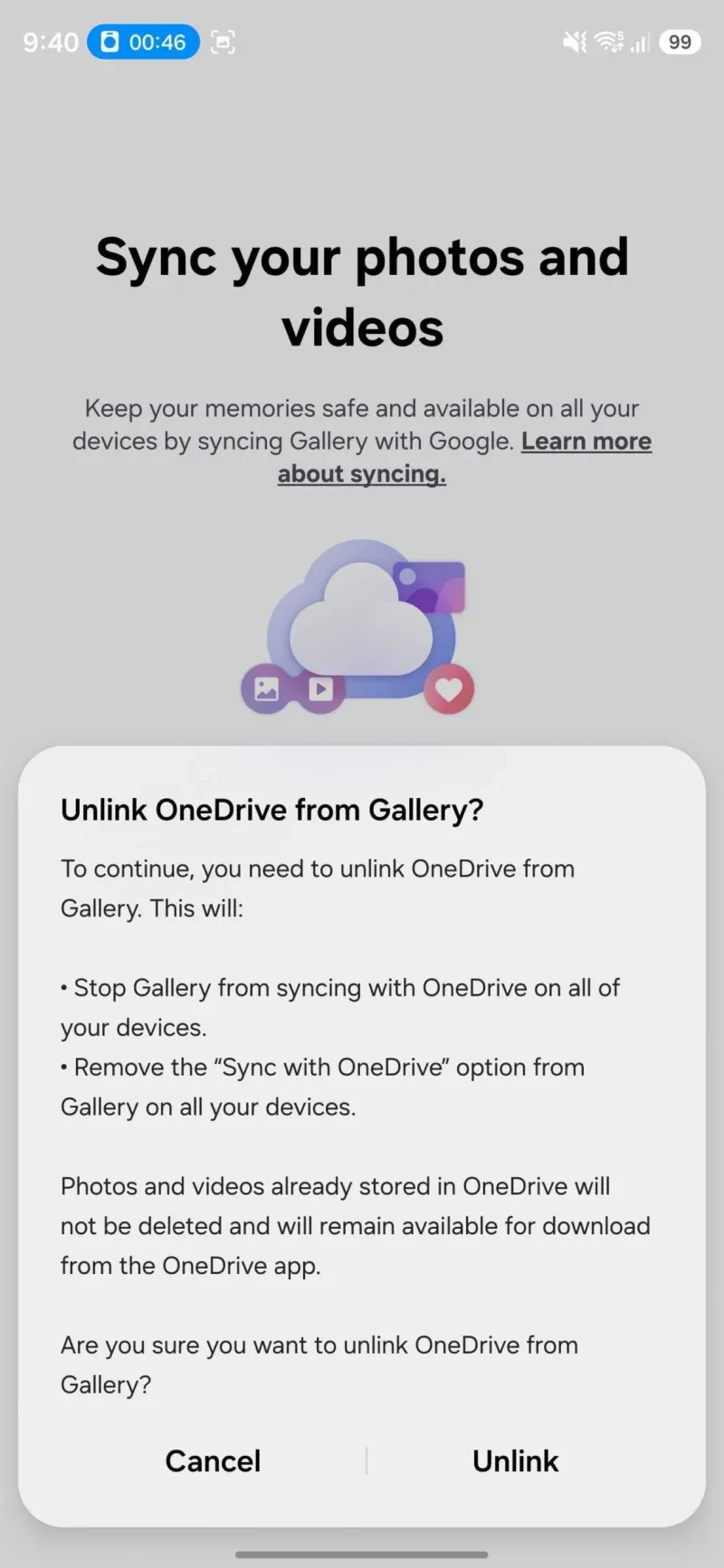 Samsung Gallery Google Photos Integration Unlink Microsoft OneDrive One UI 9.0