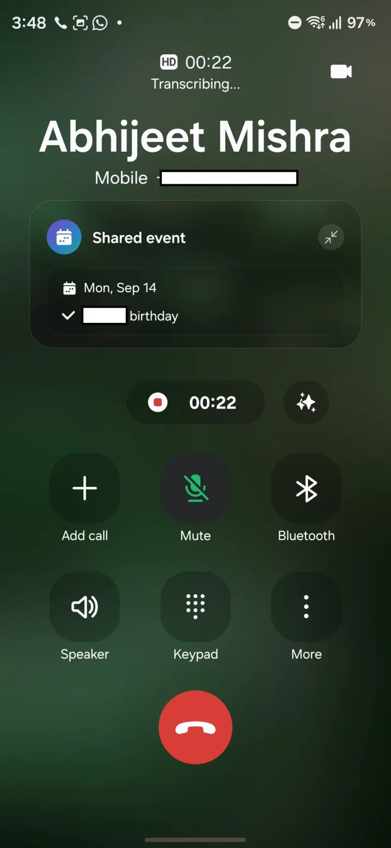 Galaxy AI Call Brief in action