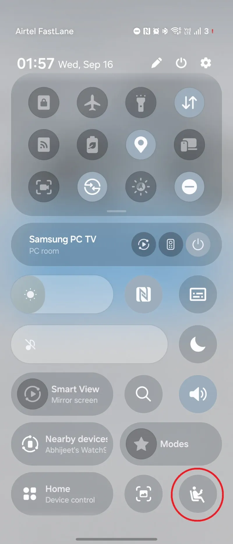 Motion Assist quick panel toggle on Galaxy phones