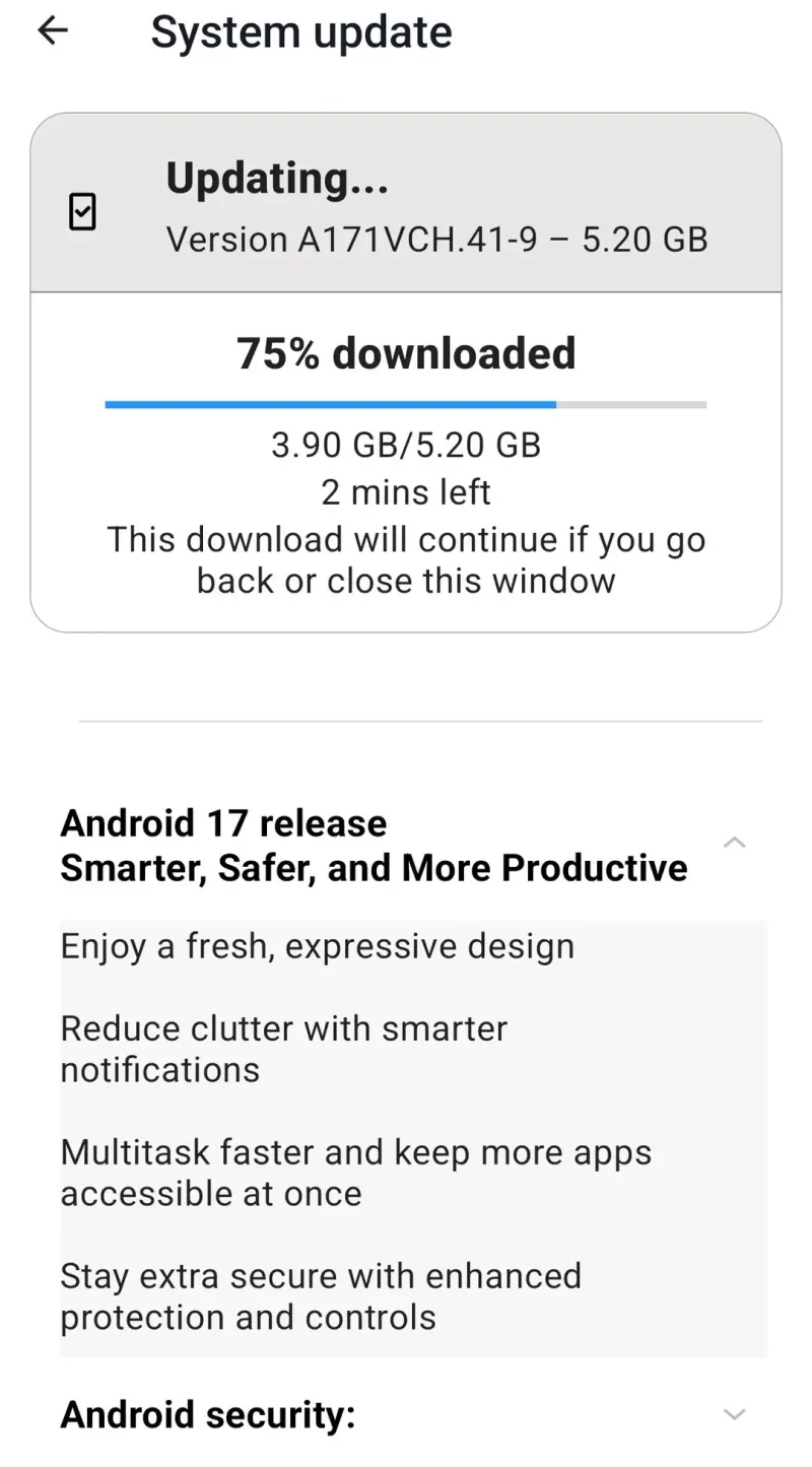 Motorola Edge 60 Fusion Android 17 update