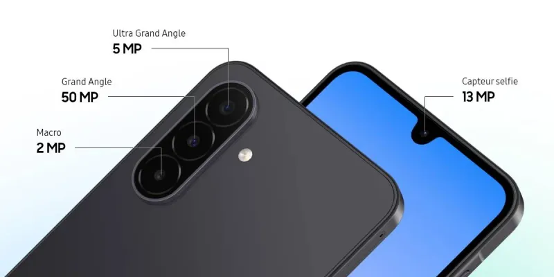 The Galaxy A18 4G has 50+5+2MP rear cameras and a 13MP selfie camera