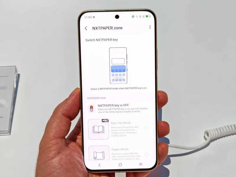 The NxtPaper settings and the NxtPaper key customizations