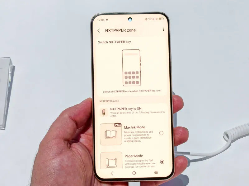 The NxtPaper settings and the NxtPaper key customizations