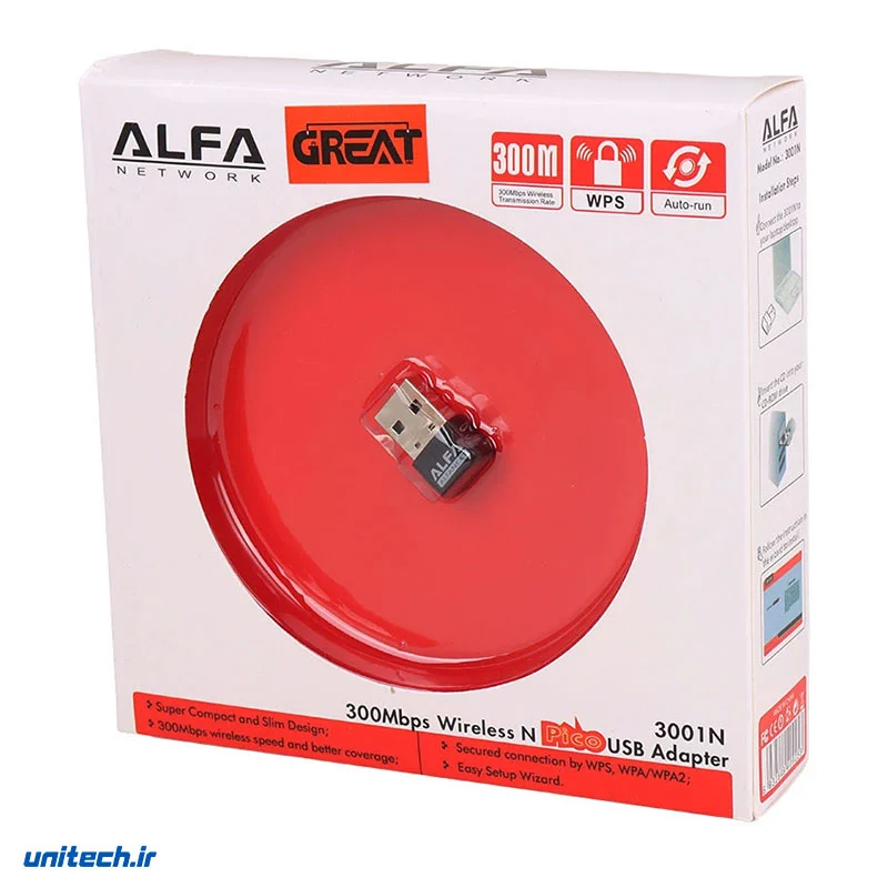 کارت شبکه بی سیم گریت آلفا مدل 3001N 300Mbps، تصویر 2